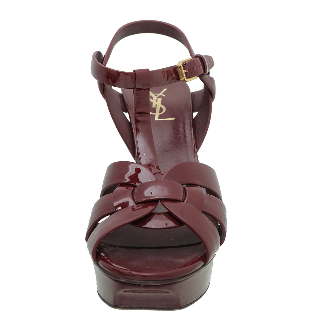 YSL Dark Red Tribute Sandals 40