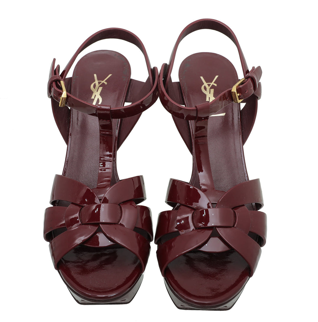 YSL Dark Red Tribute Sandals 40