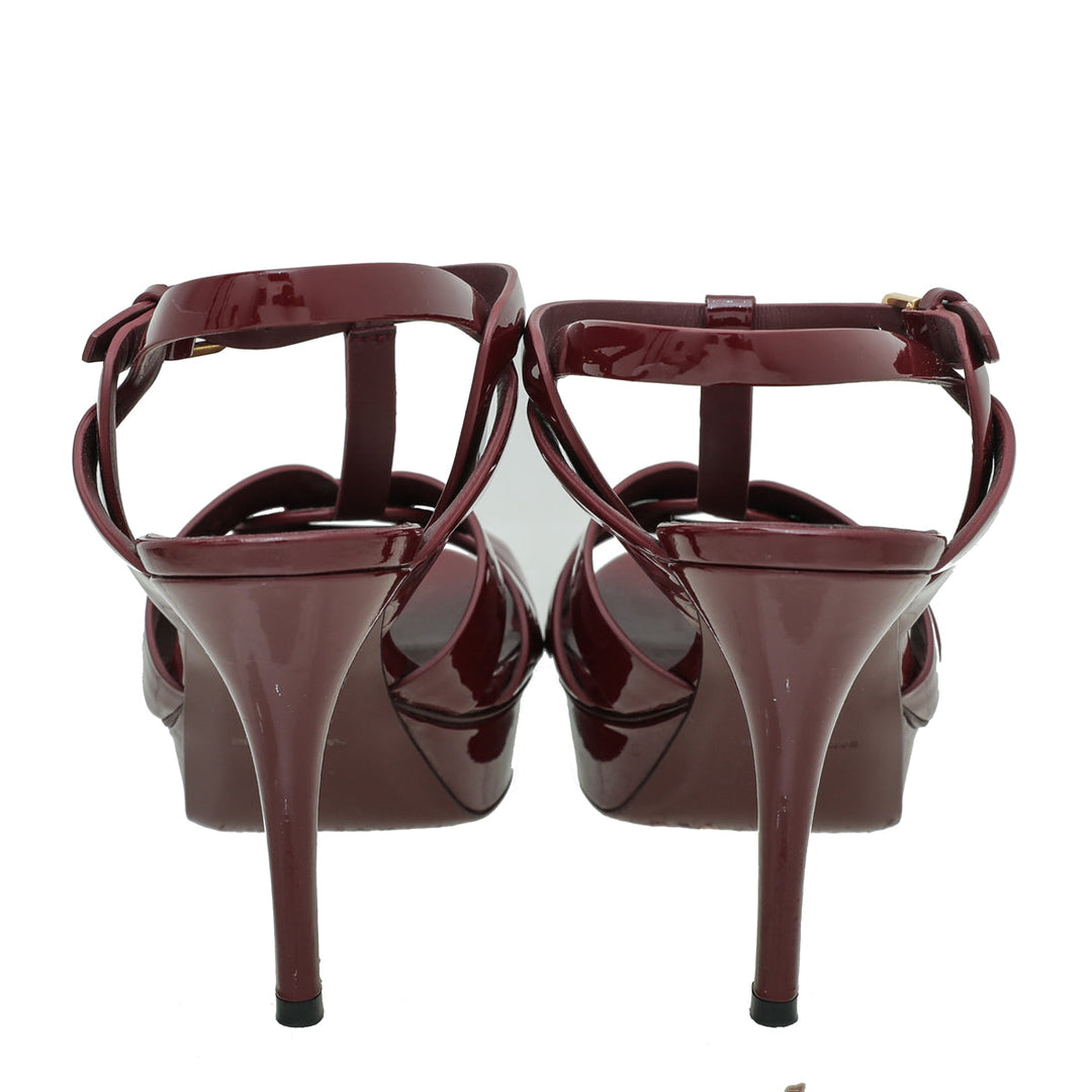 YSL Dark Red Tribute Sandals 40
