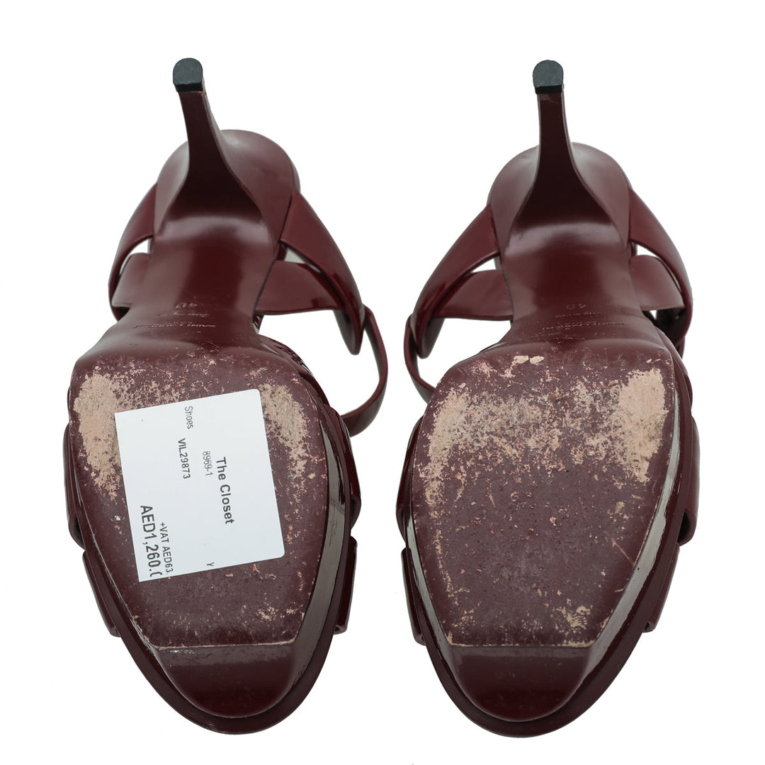 YSL Dark Red Tribute Sandals 40