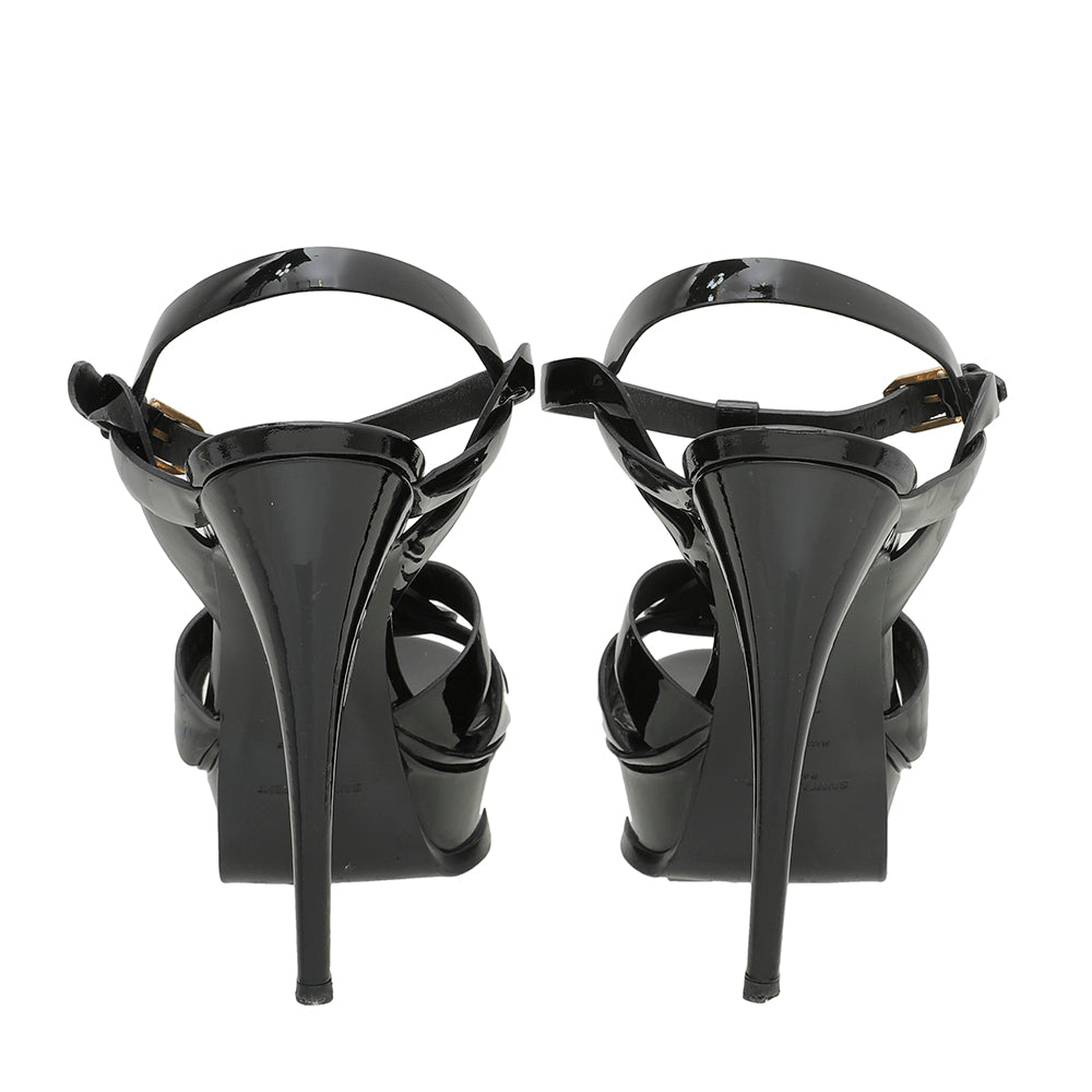 YSL Black High Heeled Tribute Sandals 38.5