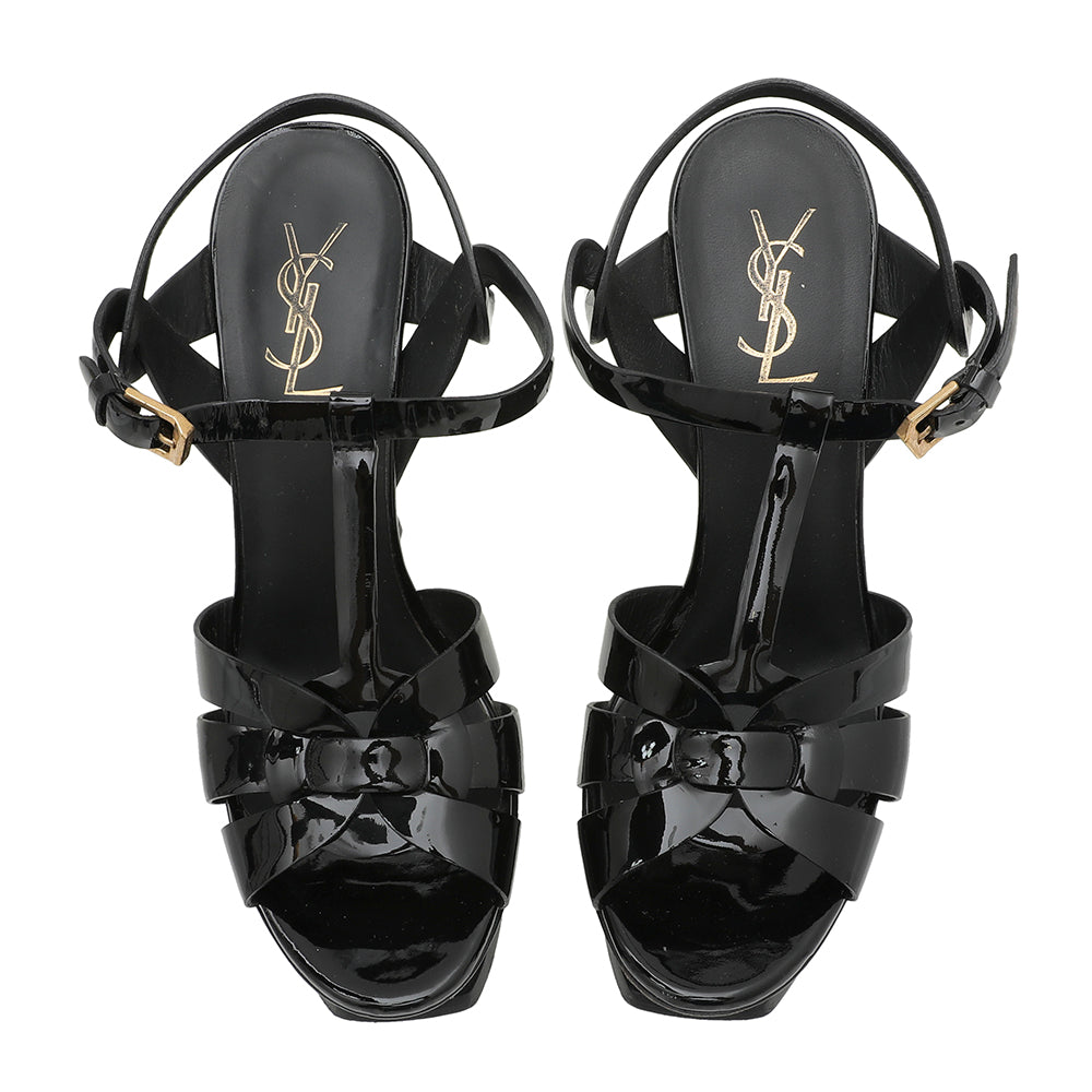 YSL Black High Heeled Tribute Sandals 38.5