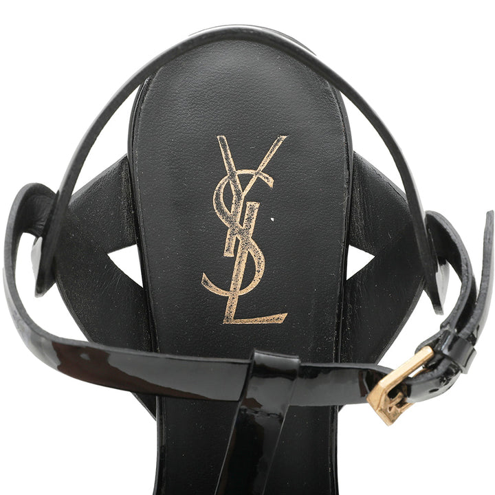 YSL Black High Heeled Tribute Sandals 38.5