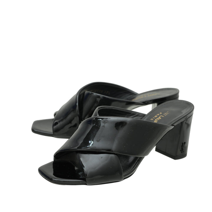 YSL Black Loulou Criss Cross Sandals 37.5