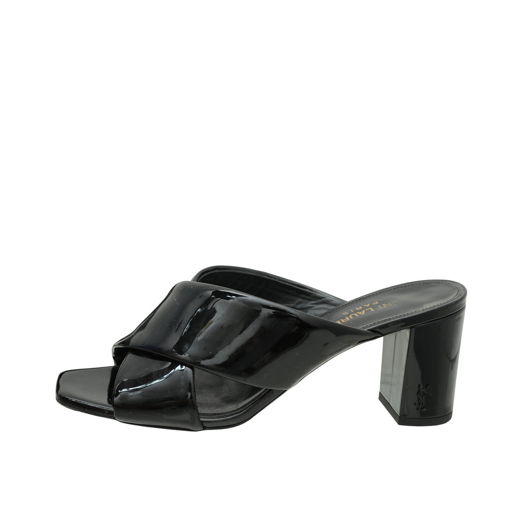 YSL Black Loulou Criss Cross Sandals 37.5