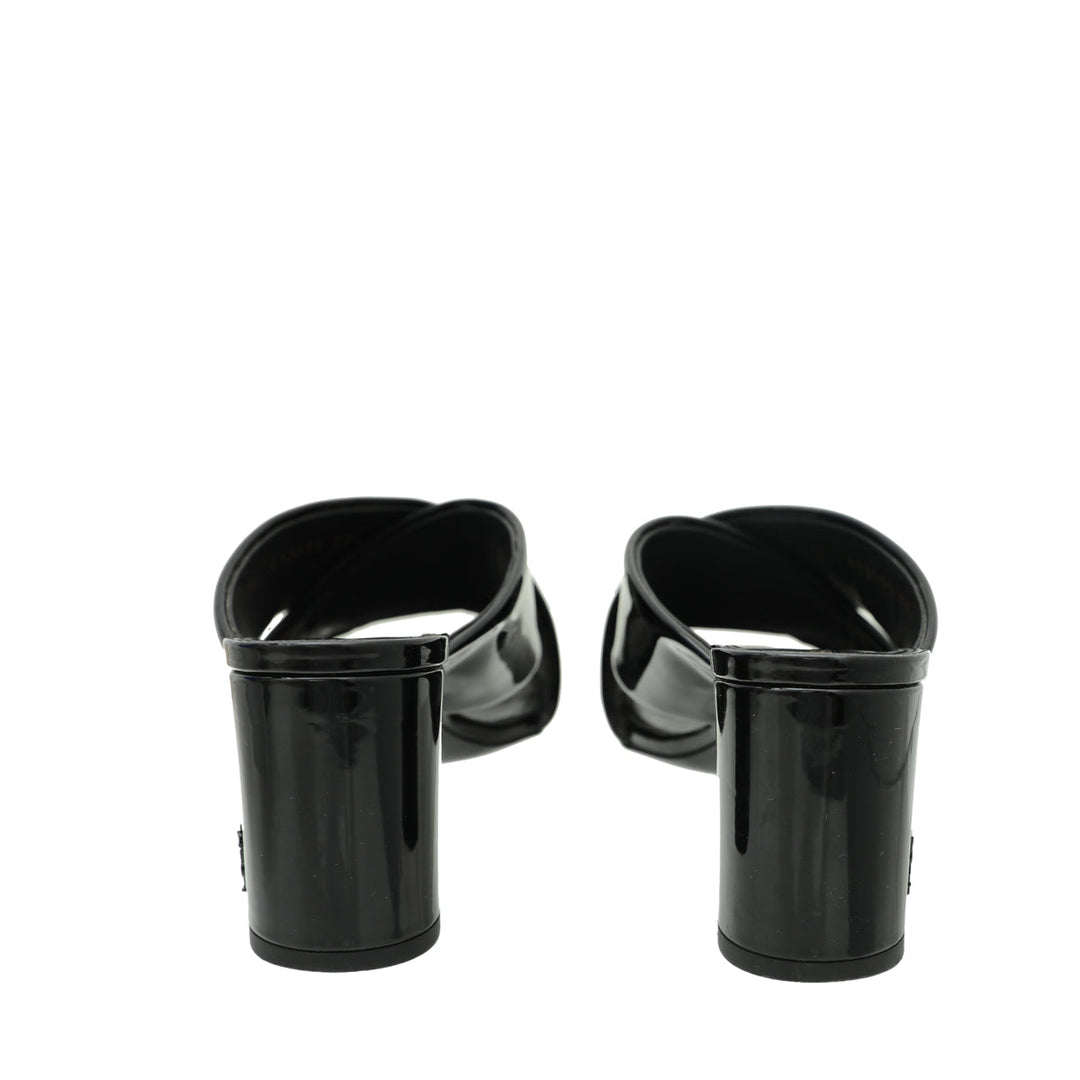 YSL Black Loulou Criss Cross Sandals 37.5