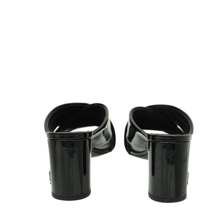 YSL Black Loulou Criss Cross Sandals 37.5