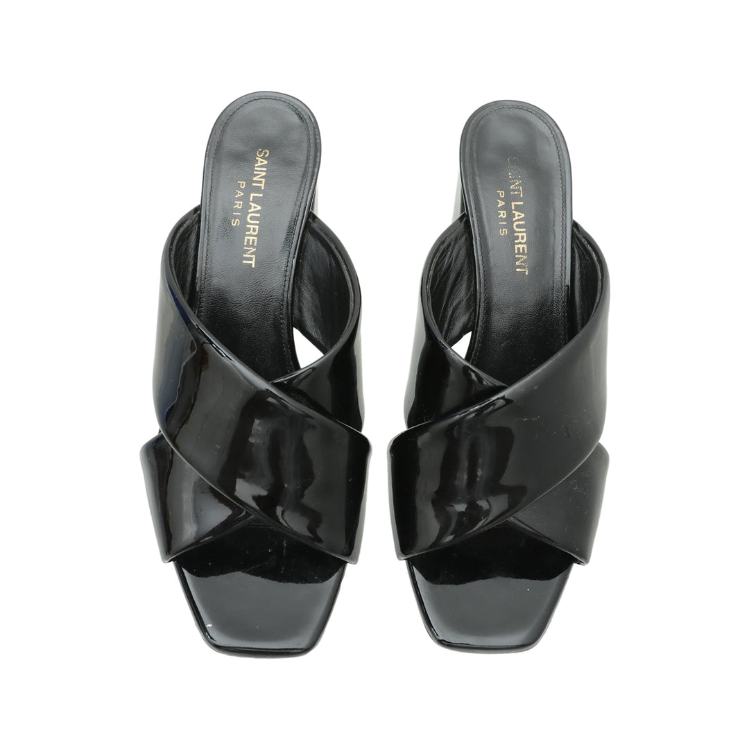 YSL Black Loulou Criss Cross Sandals 37.5