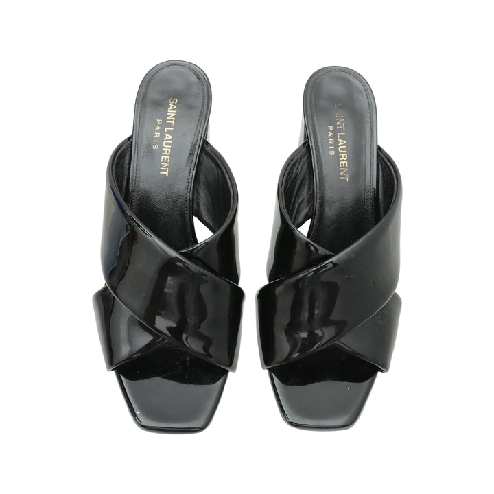 YSL Black Loulou Criss Cross Sandals 37.5