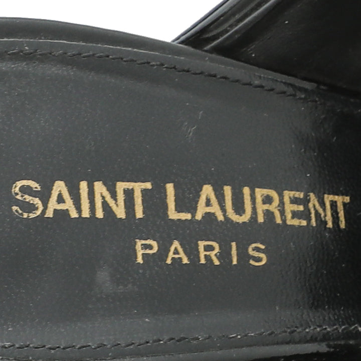 YSL Black Loulou Criss Cross Sandals 37.5