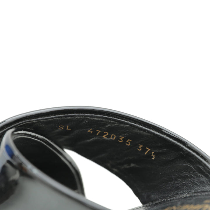 YSL Black Loulou Criss Cross Sandals 37.5