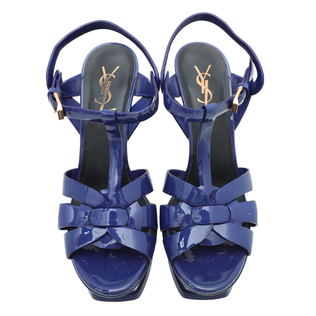 YSL Blue Tribute Sandal 38