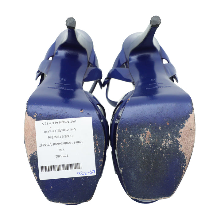 YSL Blue Tribute Sandal 38