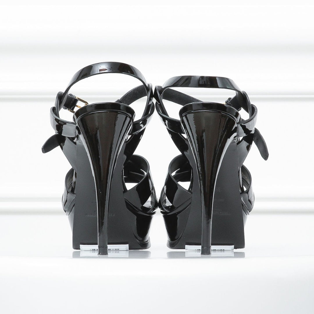 YSL Black Patent Tribute Heels 39 1-2