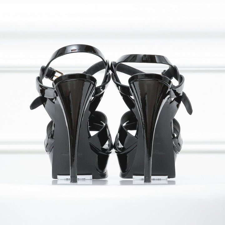 YSL Black Patent Tribute Heels 39 1-2