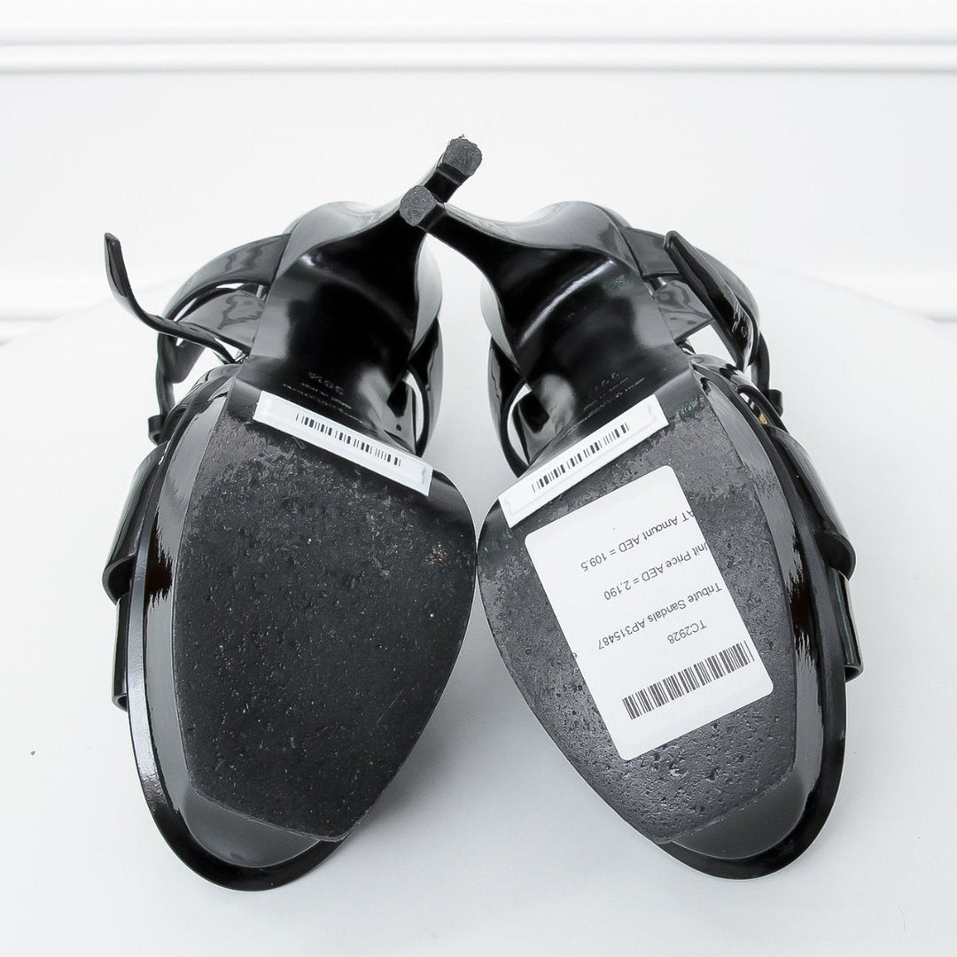 YSL Black Patent Tribute Heels 39 1-2