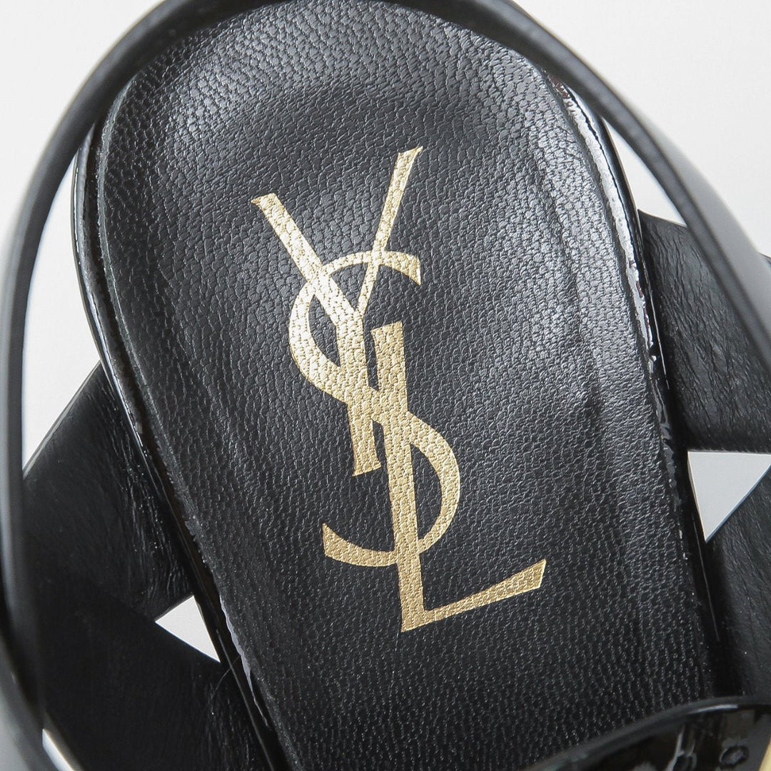 YSL Black Patent Tribute Heels 39 1-2