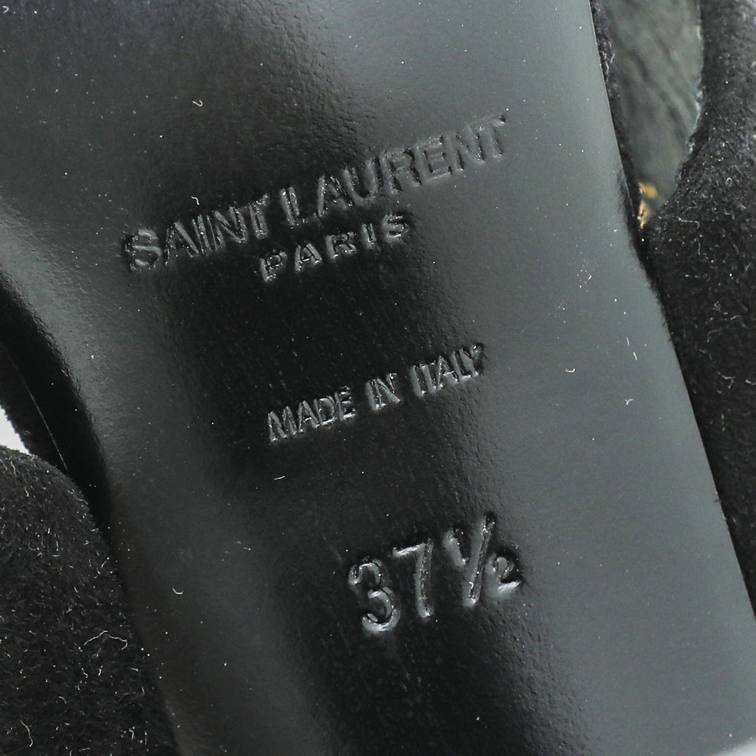 YSL Black Suede Loulou Mules 37.5