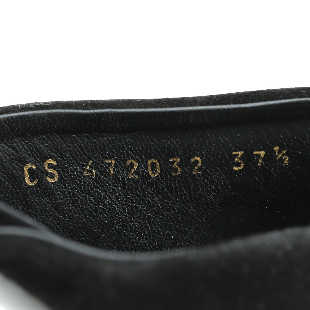 YSL Black Suede Loulou Mules 37.5