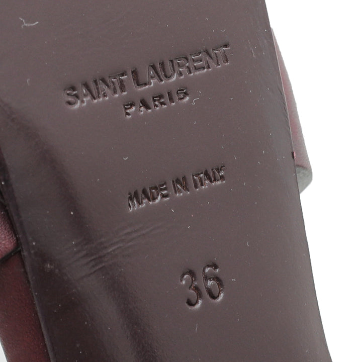 YSL Burgundy Tribute Sandals 36