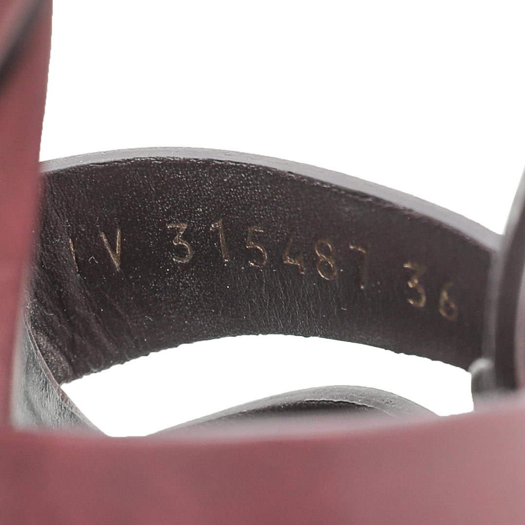 YSL Burgundy Tribute Sandals 36