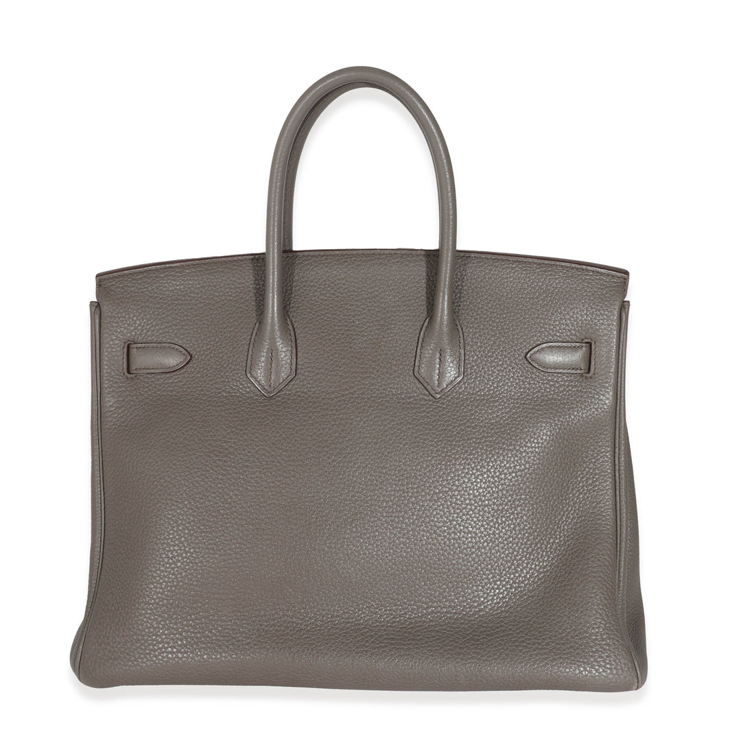 Hermes Birkin 35 Étain Clemence Graphite Gris Fonce Lizard Club