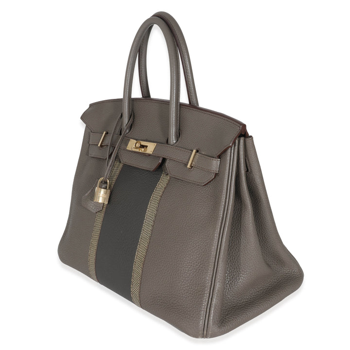 Hermes Birkin 35 Étain Clemence Graphite Gris Fonce Lizard Club
