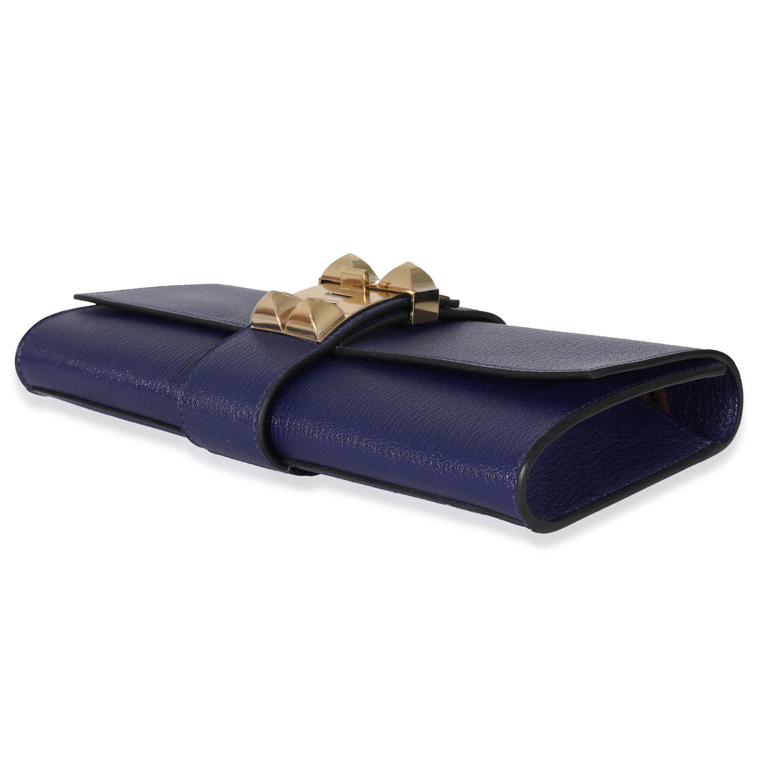 Top quality Hermes Bleu Encre Mysore Chevre Medor 23 GHW