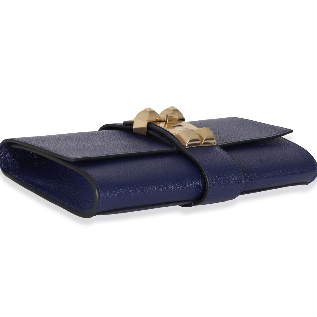 Top quality Hermes Bleu Encre Mysore Chevre Medor 23 GHW