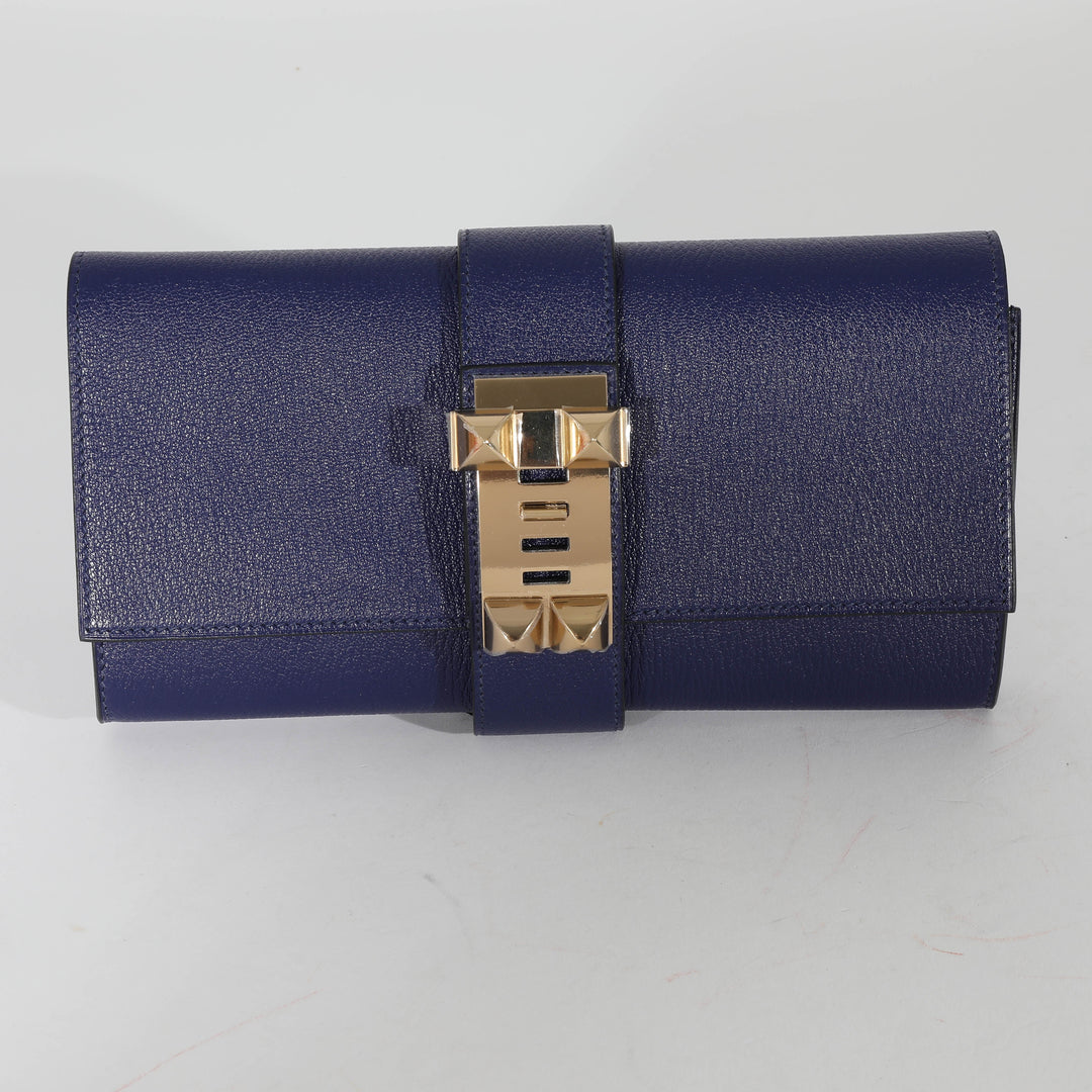 Top quality Hermes Bleu Encre Mysore Chevre Medor 23 GHW