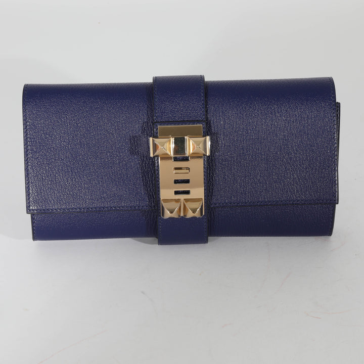 Top quality Hermes Bleu Encre Mysore Chevre Medor 23 GHW