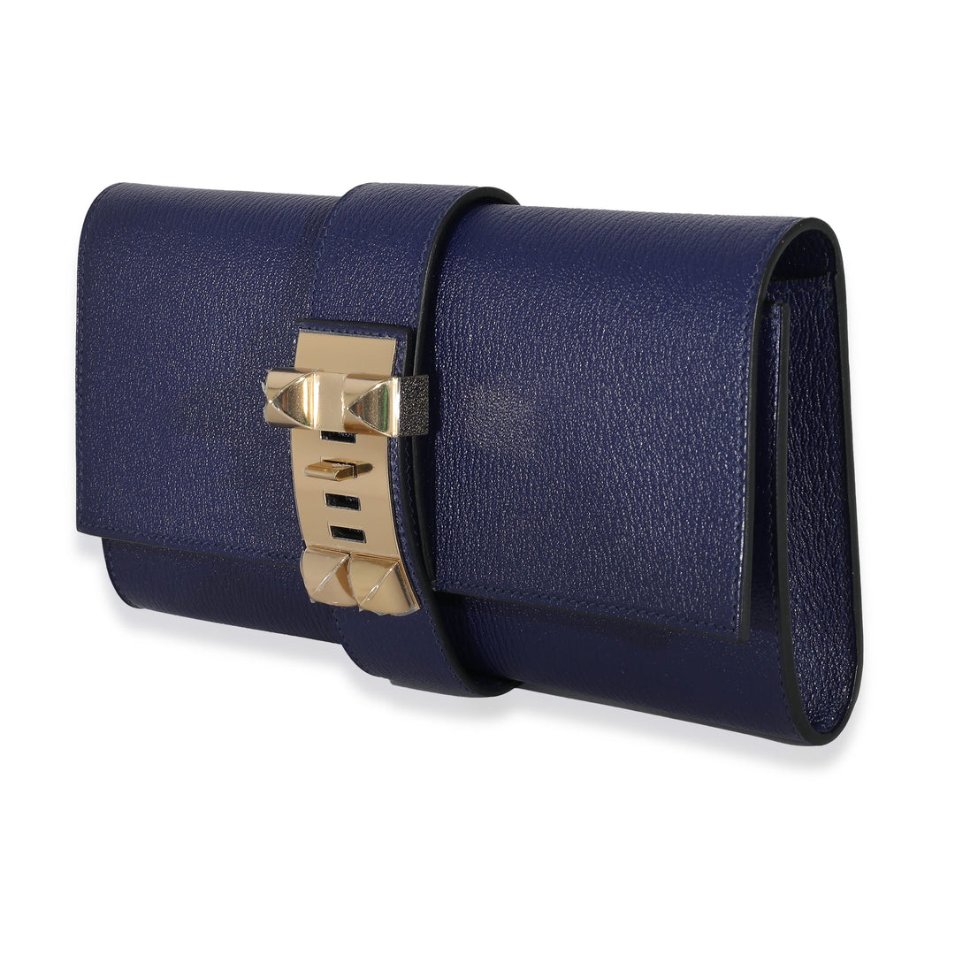 Top quality Hermes Bleu Encre Mysore Chevre Medor 23 GHW