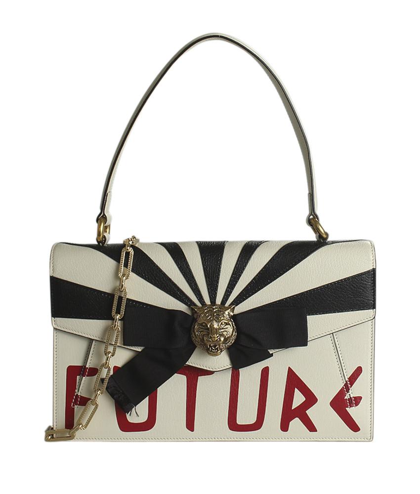 G*G 466417 Osiride Future Bow White Leather & Black Shoulder Bag