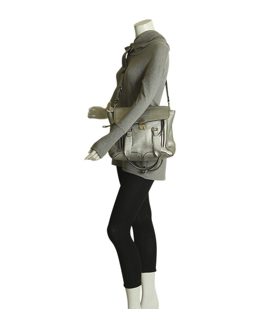 3.1 Phillip Lim Medium Pashli Silver Leather 2- Way Bag