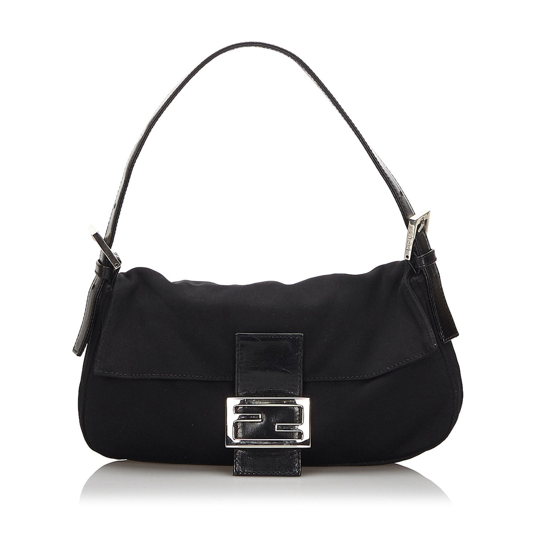 Pre-Loved Fendi Black Cotton Fabric Mamma Baguette Italy
