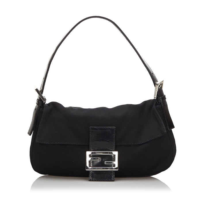 Pre-Loved Fendi Black Cotton Fabric Mamma Baguette Italy
