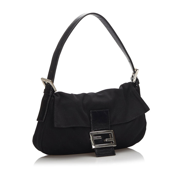 Pre-Loved Fendi Black Cotton Fabric Mamma Baguette Italy