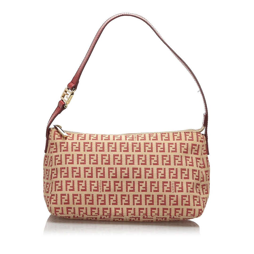 Pre-Loved Fendi Red Canvas Fabric Zucchino Baguette Italy