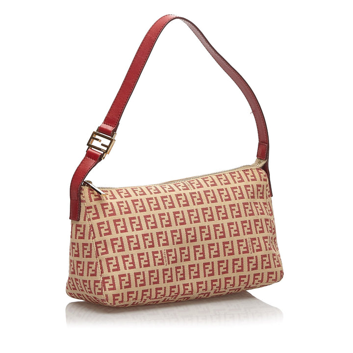 Pre-Loved Fendi Red Canvas Fabric Zucchino Baguette Italy