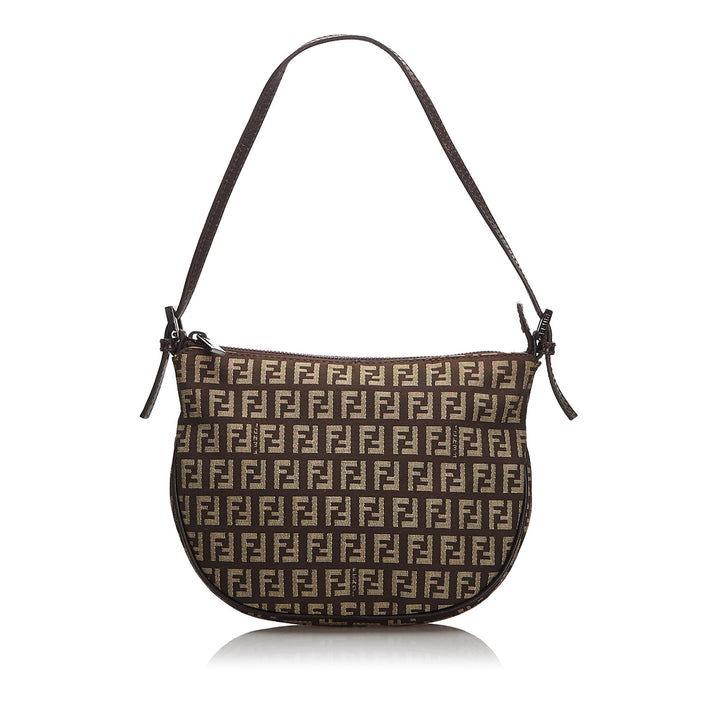 Pre-Loved Fendi Brown Dark Canvas Fabric Zucchino Baguette Italy