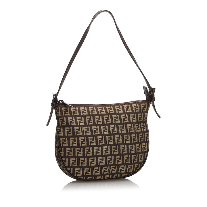 Pre-Loved Fendi Brown Dark Canvas Fabric Zucchino Baguette Italy
