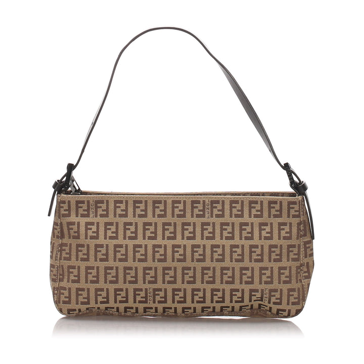 Pre-Loved Fendi Brown Beige Canvas Fabric Zucchino Baguette Italy