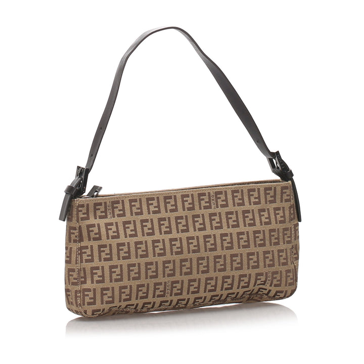 Pre-Loved Fendi Brown Beige Canvas Fabric Zucchino Baguette Italy