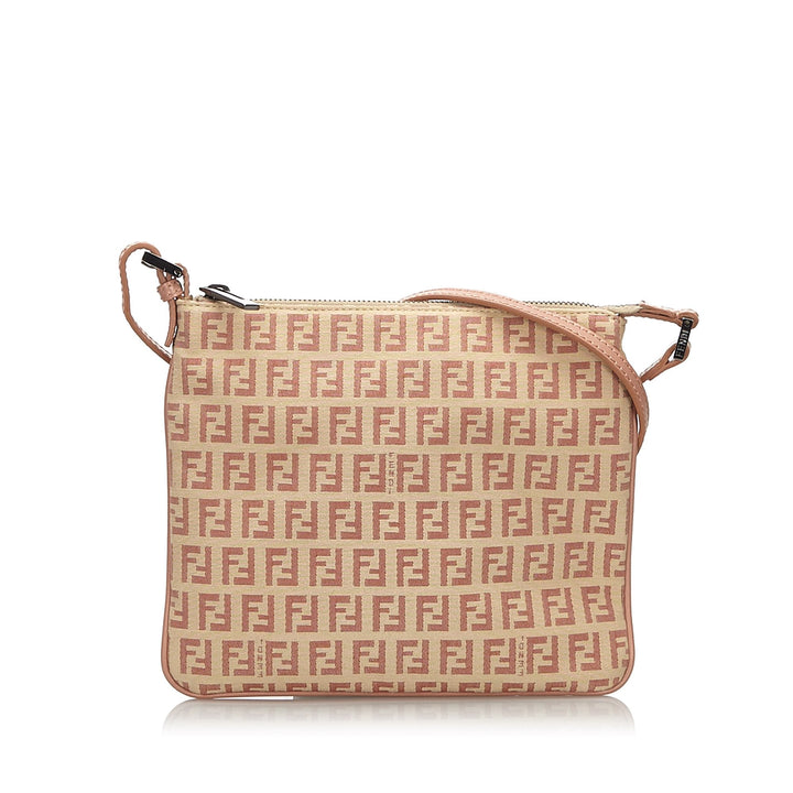 Pre-Loved Fendi White Ivory Canvas Fabric Zucchino Crossbody Bag Italy