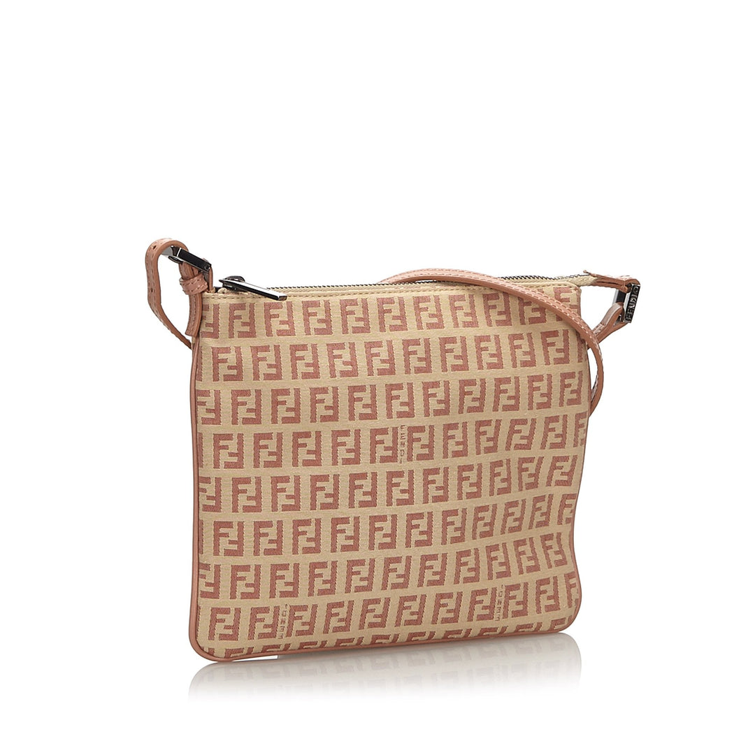 Pre-Loved Fendi White Ivory Canvas Fabric Zucchino Crossbody Bag Italy