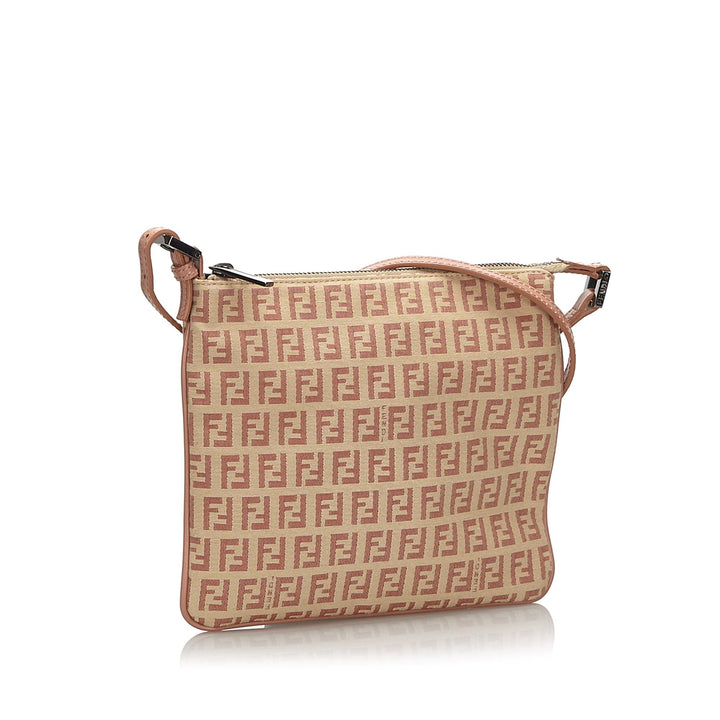 Pre-Loved Fendi White Ivory Canvas Fabric Zucchino Crossbody Bag Italy