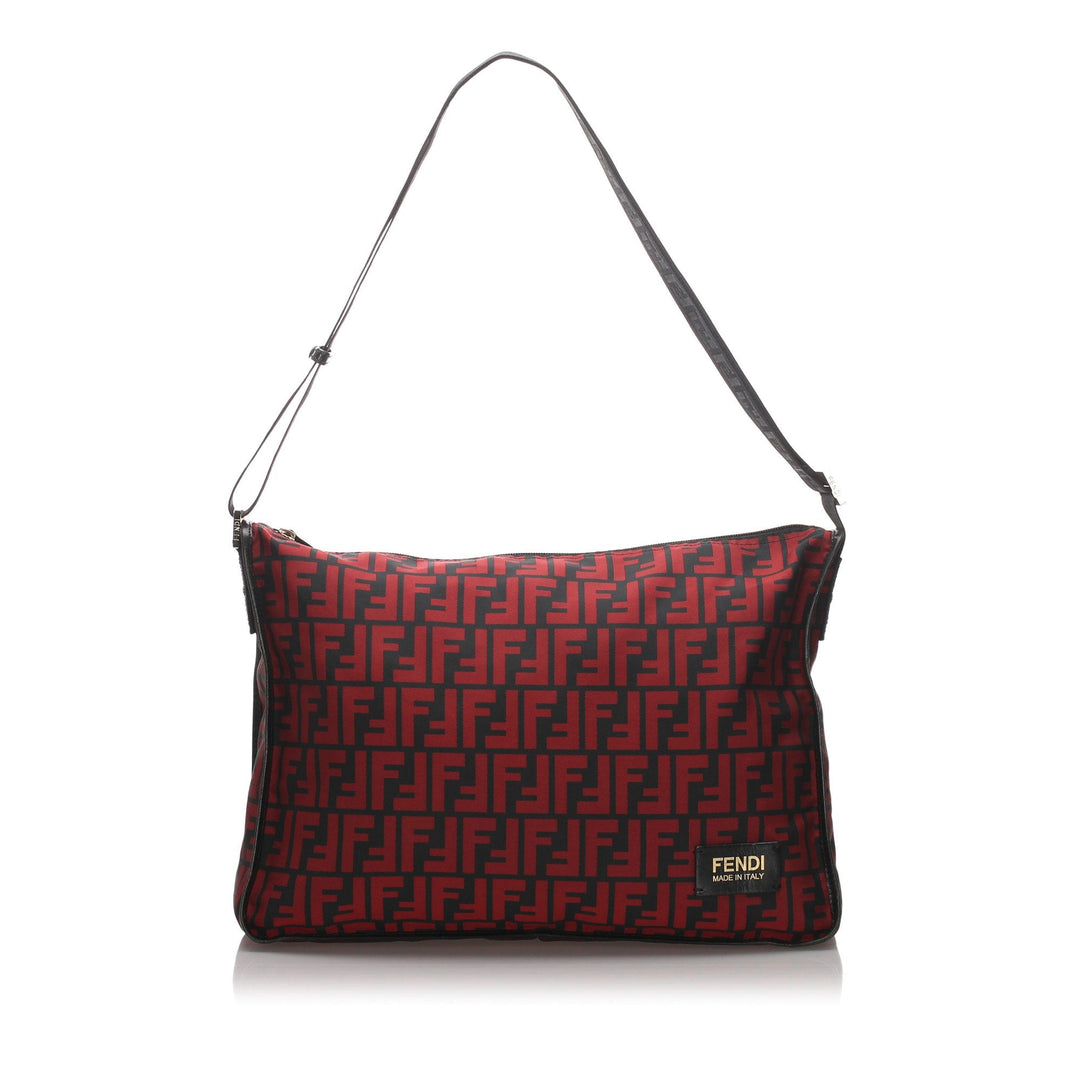Pre-Loved Fendi Red Nylon Fabric Zucca Crossbody Bag Italy