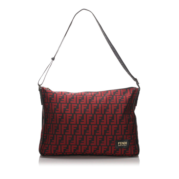 Pre-Loved Fendi Red Nylon Fabric Zucca Crossbody Bag Italy