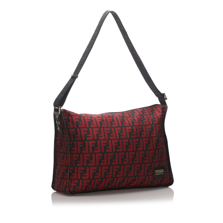 Pre-Loved Fendi Red Nylon Fabric Zucca Crossbody Bag Italy