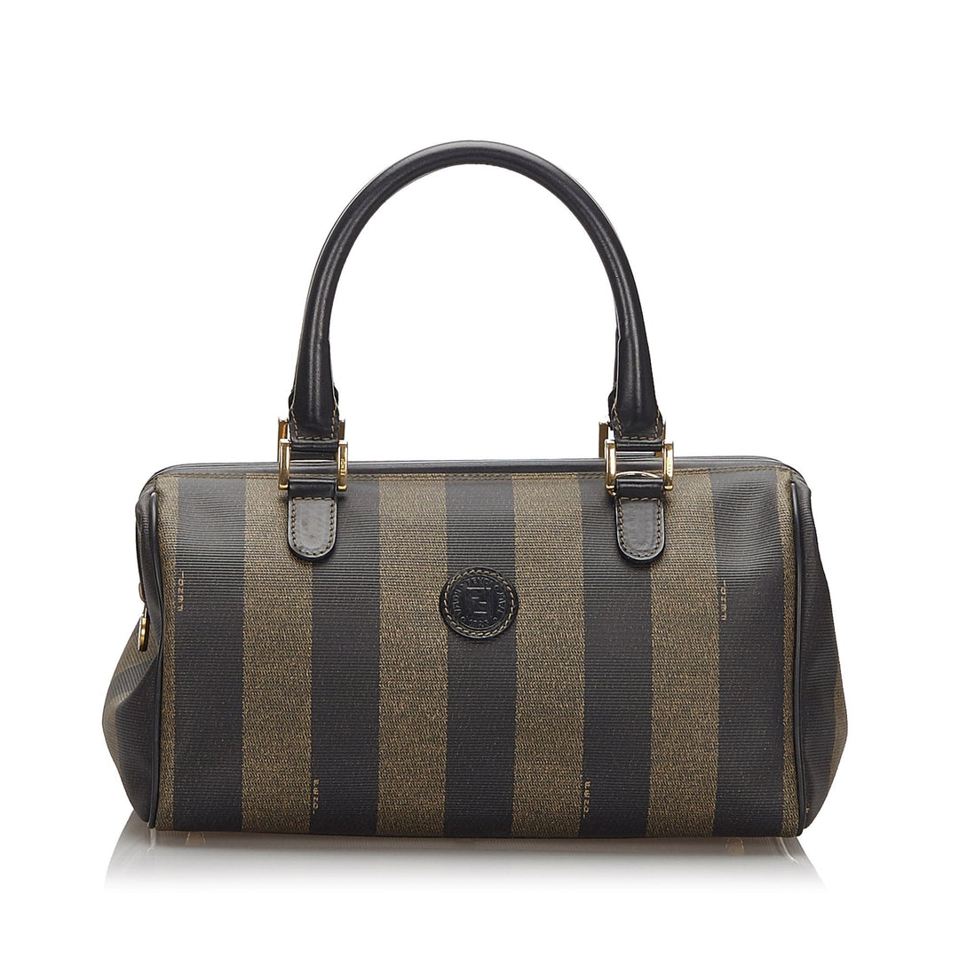Pre-Loved Fendi Brown PVC Plastic Pequin Mini Boston Bag Italy